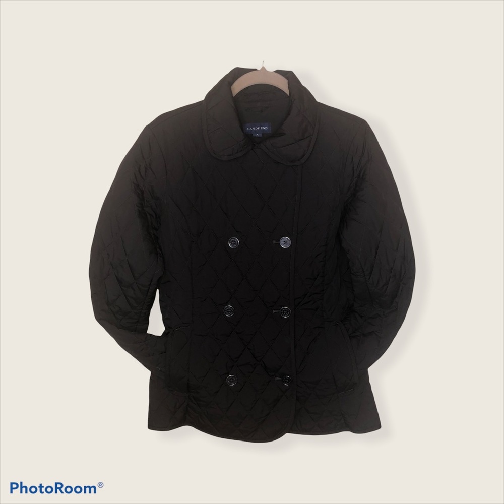 LANDS END Chocolate Brown lightweight quilted coat